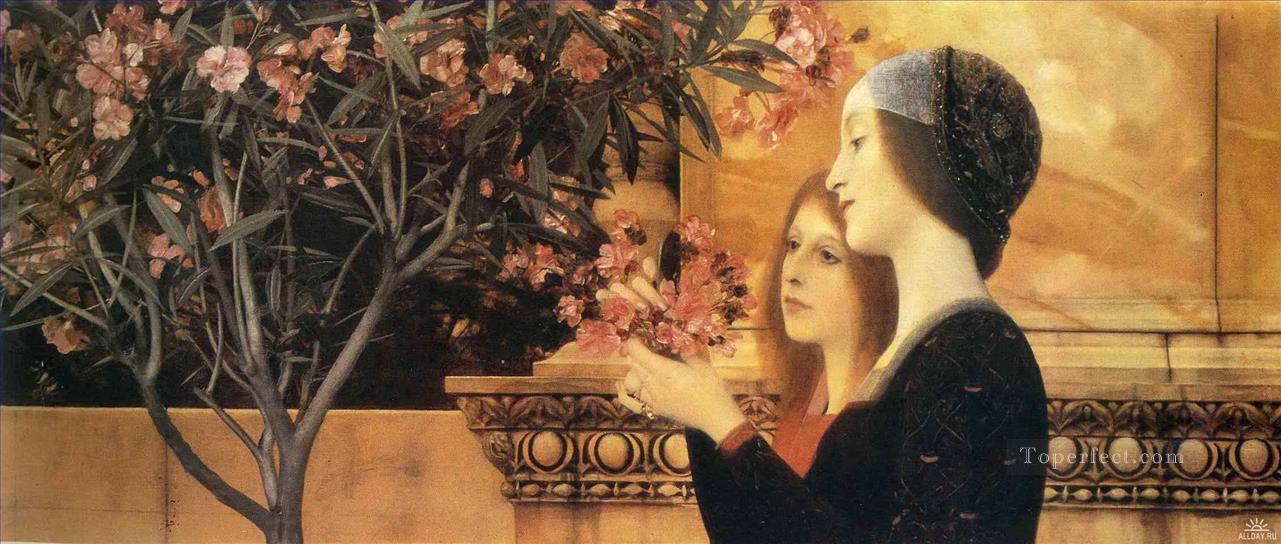 Two Girls With An Oleander Gustav Klimt Oil Paintings